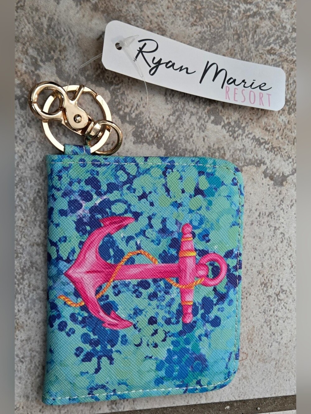 Ryan Marie Resort Aqua Anchor Key Wallet